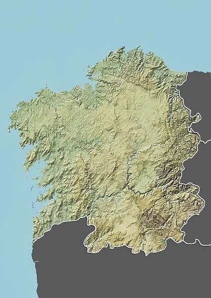 Galicia, Spain, Relief Map