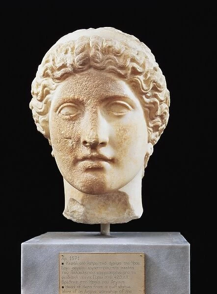Greece, Argolis, Heraion of Argos, Marble Head of Hera, attributed to School of Polykleitos