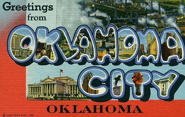 Greeting Card from Oklahoma City. ca. 1944, Oklahoma City, Oklahoma, USA, Greeting Card from Oklahoma City