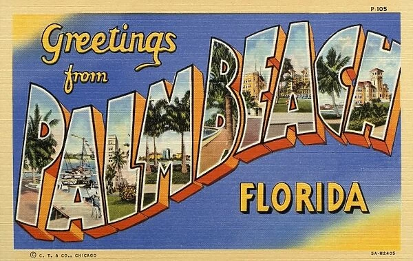 Greeting Card from Palm Beach, Florida. ca. 1935, Palm Beach, Florida, USA, Greeting Card from Palm Beach, Florida