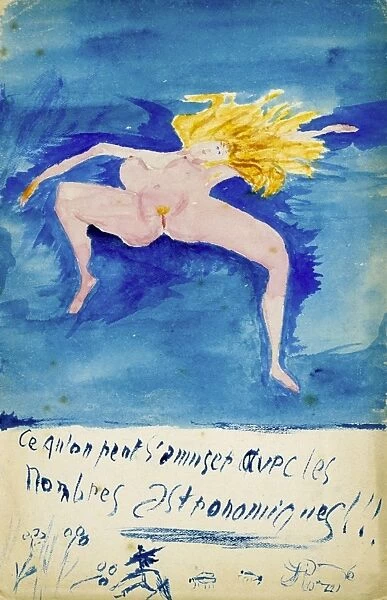 Guillaume Apollinaire (Apollinaris Kostrowitsky 1880-1919) French poet. Watercolour