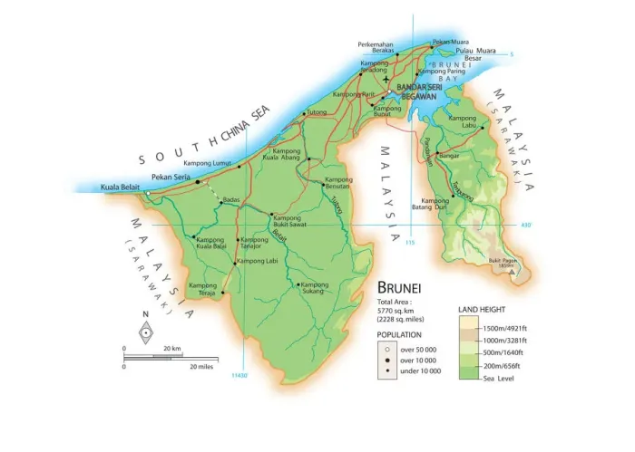 Framed Print : Brunei Map Print Framed Print : Brunei Map Print