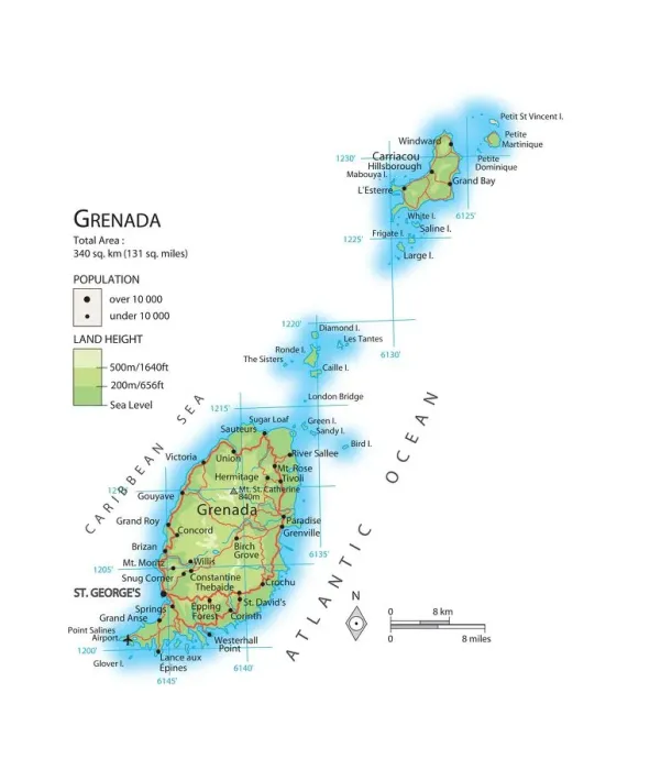 Framed Print : Grenada Map Print Framed Print : Grenada Map Print