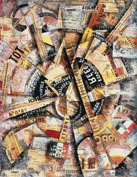 Interventionist Demonstration, 1914, tempera and collage on cardboard
