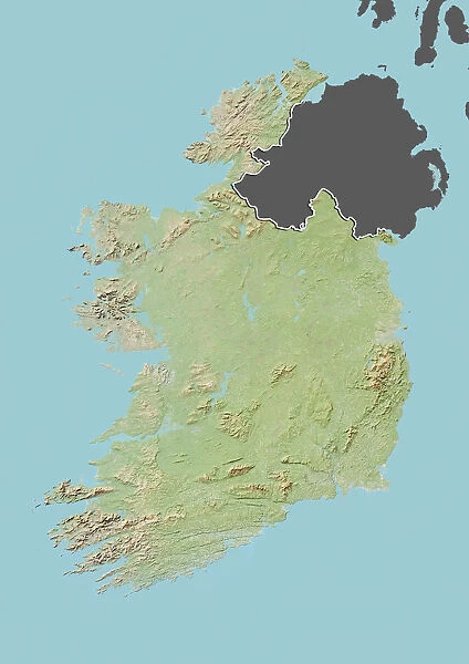 Ireland, Relief Map With Border and Mask