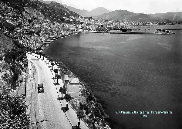 Italy, campania, street from pompei to salerno, 1940