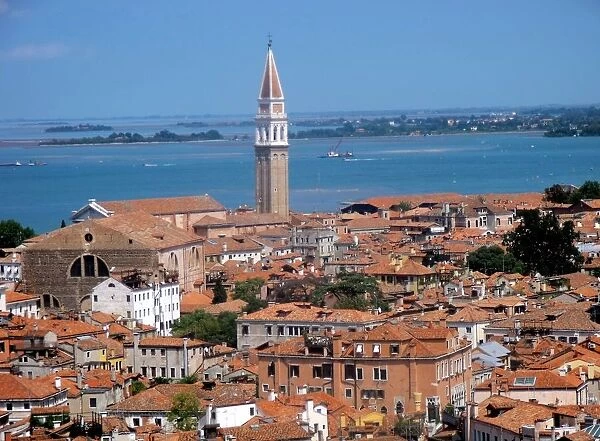Italy, Venice, View of cityscape with church tower