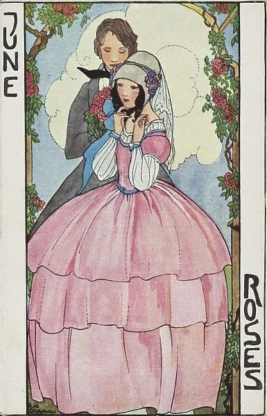 June: Roses Postcard by Rie Cramer. ca. 1907-1930, June: Roses Postcard by Rie Cramer