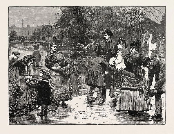 LONDON SKETCHES, ROTTEN ICE, UK, 1873 engraving