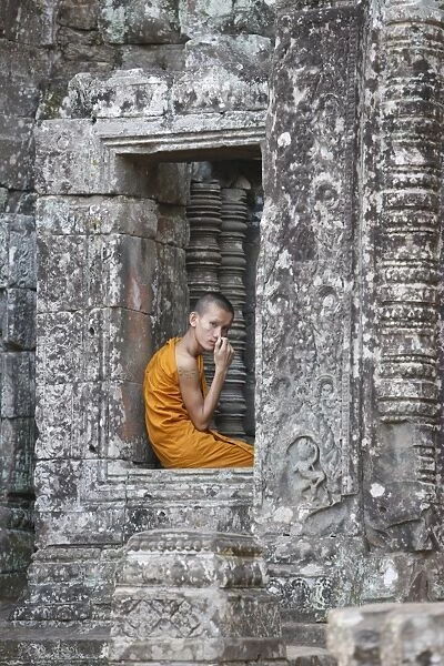 Monk at the Bayon temple, Angkor thom complex