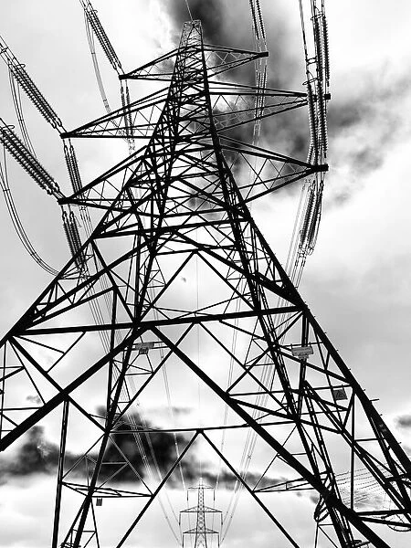 Mother and Child II - pylons in Kennington (monochrome)