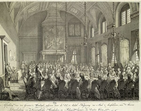 Netherlands, Princely feast in Amsterdam, engraving by Smit and Kokke, 1768