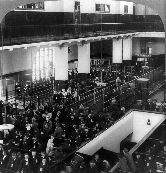 Photograph of European immigrants on Ellis Island