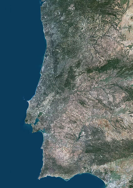 Portugal. Color satellite image of Portugal and neighbouring countries
