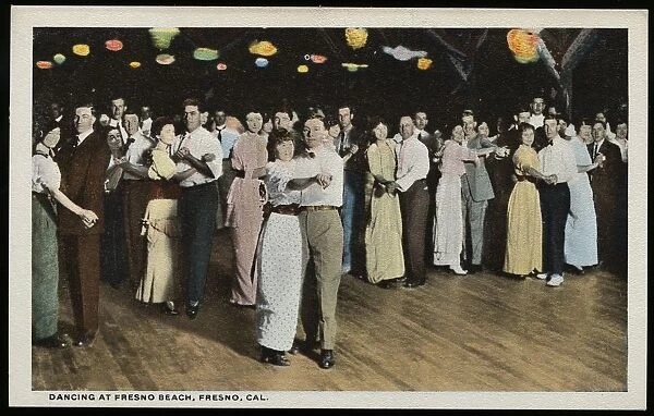 Postcard of Couples Dancing at Fresno Beach. ca. 1916, DANCING AT FRESNO BEACH, FRESNO, CAL