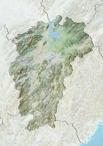 Province of Jiangxi, China, Relief Map