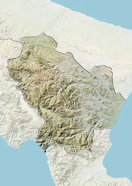 Region of Basilicata, Italy, Relief Map
