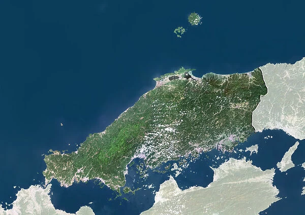 Region of Chugoku, Japan, True Colour Satellite Image