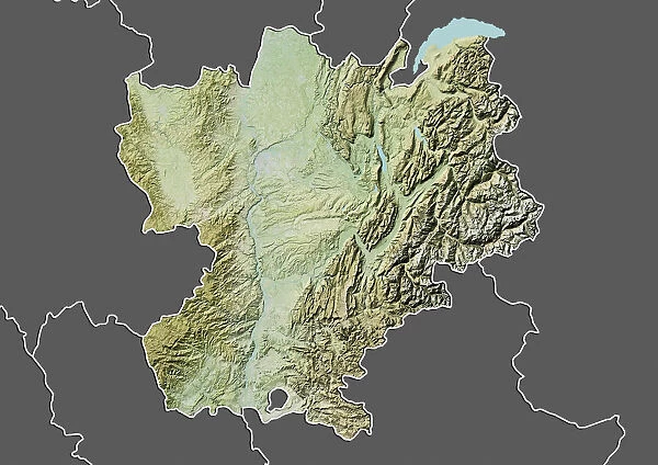 Region of Rhone-Alpes, France, Relief Map