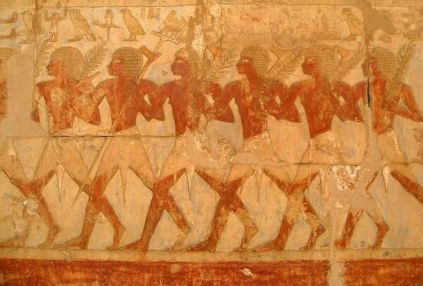 Relief showing members of Queen Hatshepsuts trading expedition to the mysterious
