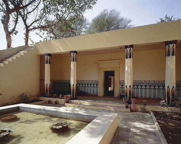 Replica of villa of noble with courtyard and porch