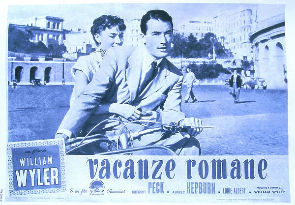 Rome, Archivio Immagini Cinema, film poster for Roman Holiday starring Audrey Hepburn and Gregory Peck
