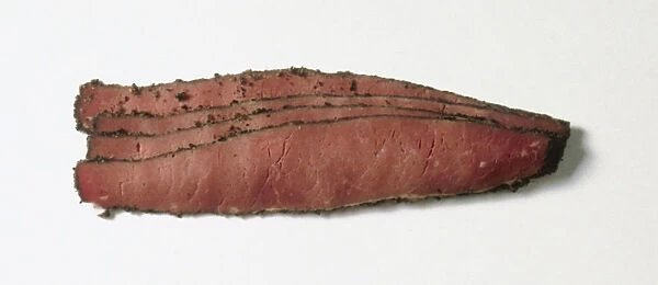 Three slices of bresaola or brisaola salted beef