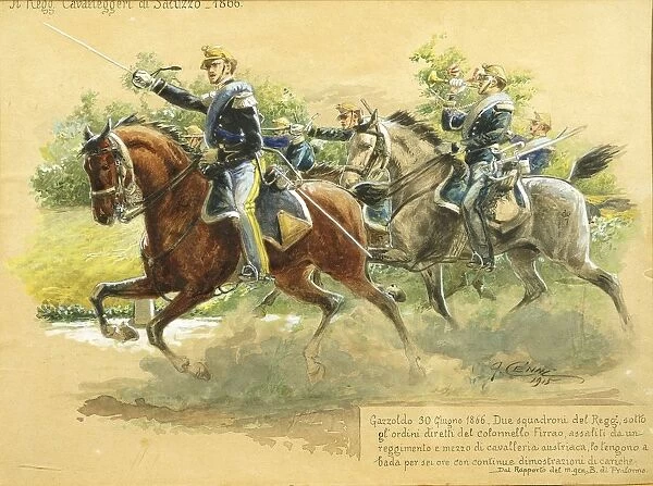 Squadron of Saluzzo Cavalleggeri (light cavalry) Regiment at Gazzoldo, June 30, 1866 by G. Cenni