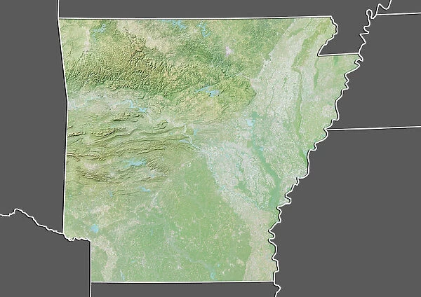 State of Arkansas, United States, Relief Map