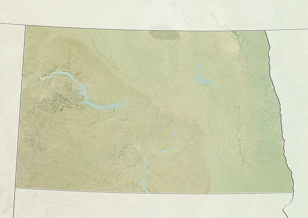 State of North Dakota, United States, Relief Map