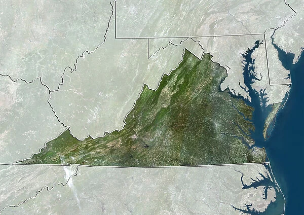 State of Virginia, United States, True Colour Satellite Image