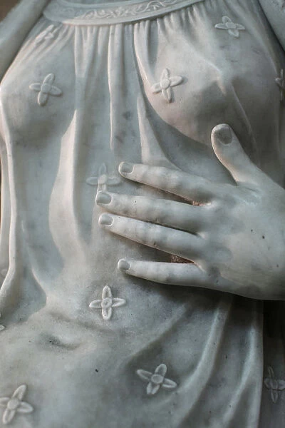 Detail of a statue depicting St Louiss sister in law Marguerite of Bourgogne