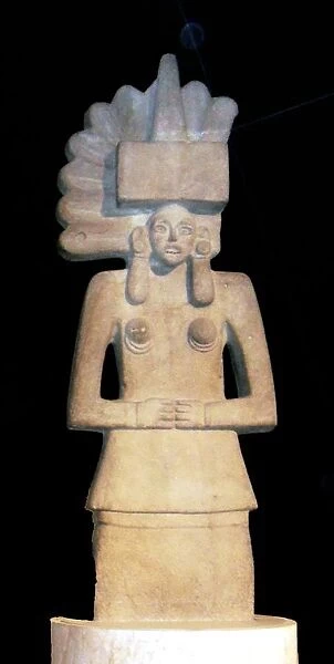 Stone sculpture of Tlazolteotl at the British Museum. Huastec, Postclassical, AD