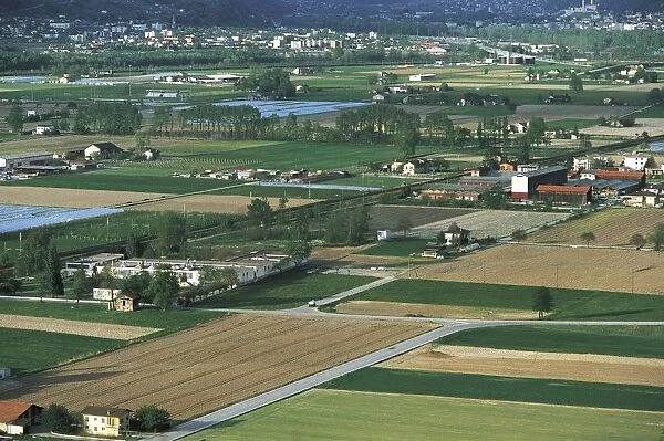 Switzerland, Canton Ticino, Aerial view of Piano di Magadino