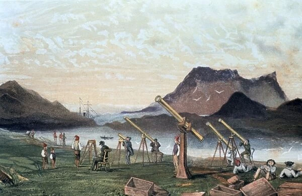 Total Solar Eclipse, 1851. Members of the Edinburgh expedition on Bue Island, Norway