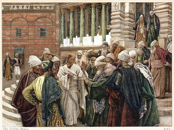 The Tribute Money. Jesus telling his questioners to render up to Caesar what was Caesar s