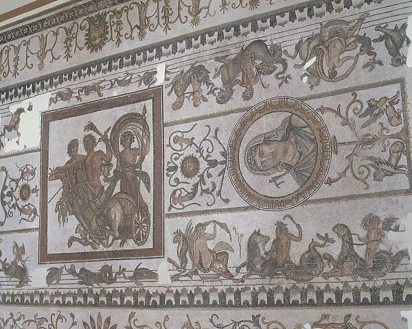 Tunisia, Acholla, Trajan Baths, Dionysus and the allegory of the Four Seasons, vault mosaic
