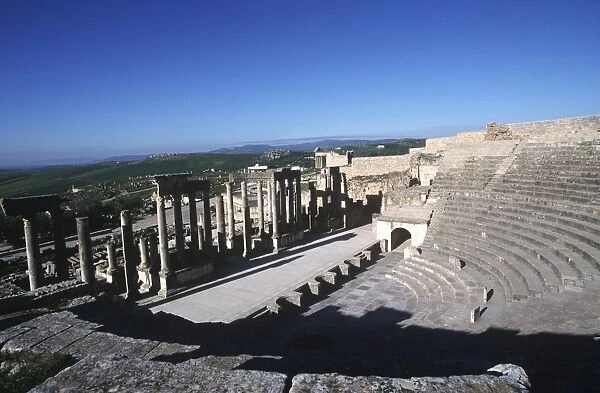 Tunisia, Dougga, ancient ruins of Roman theatre