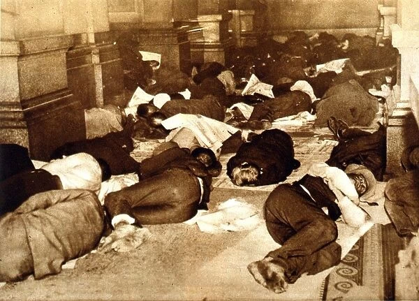 Unemployed finding shelter in City Hall, 1931