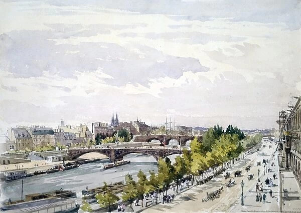 View of Paris, Salle d Apollon, Louvre, looking West. Watercolour. Charles Claude Pyne