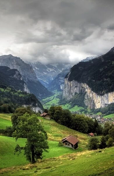 Deep green Lauterbrunnen valley from Wengen