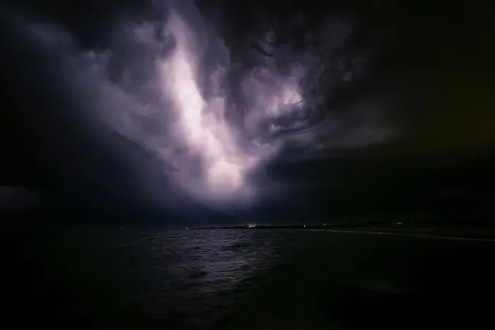 Framed Print : Lightning over the ocean Storm passing Print Framed Print : Lightning over the ocean Storm passing Print