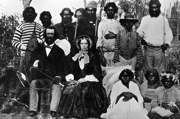 Settlers surrounded by Aborigines. This is believed to be the earliest