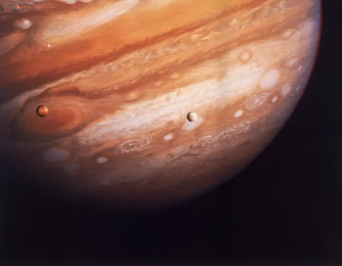 Framed Print : Jupiter Print featuring Io and Europa Framed Print : Jupiter Print featuring Io and Europa