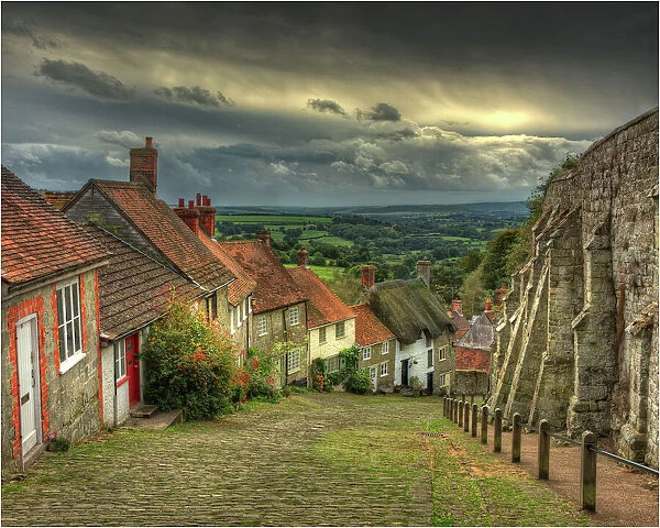 View Down Gold Hill, Shaftsbury, Dorset, England