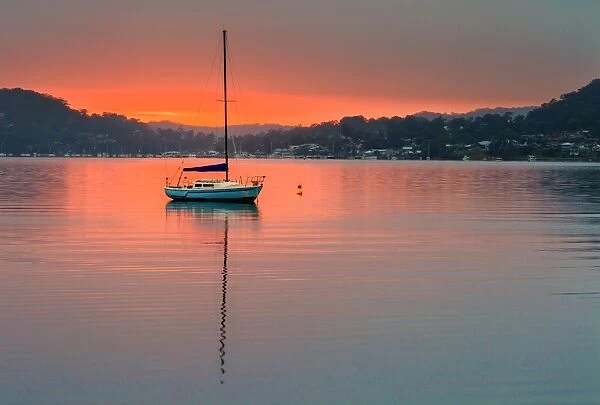 Yacht at sunrise