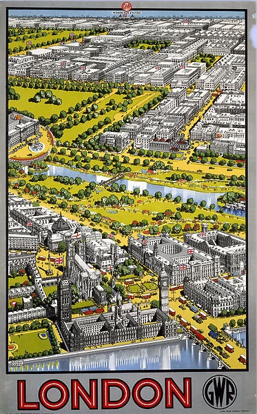 Aerial view of Central London, GWR poster, 1936
