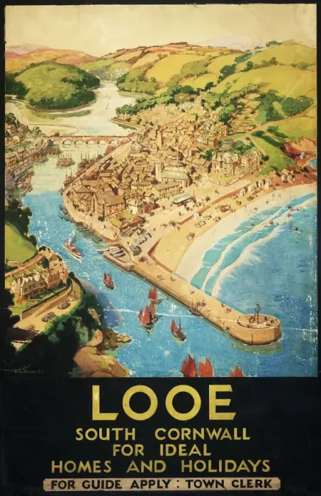 Framed Print : Looe Print, Cornwall GWR Poster, 1930 Framed Print : Looe Print, Cornwall GWR Poster, 1930