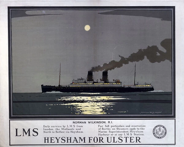 Heysham for Ulster, LMS poster, 1923-1947