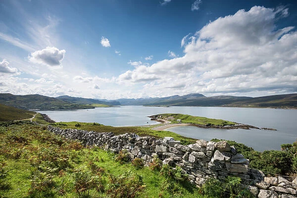 The 16 km long and 2. 5 km wide fjord of Loch Eriboll, Heilam, Northern Highlands, Northern Highlands, Scotland, United Kingdom